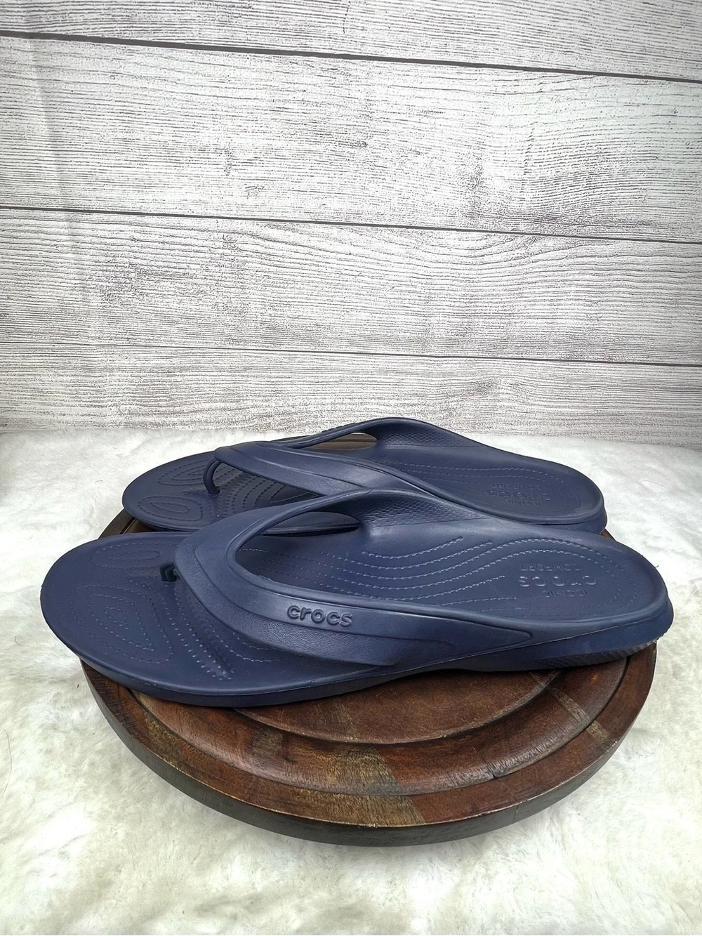 Crocs Kadee II Blue Flip Flops Thong Sandals Size Men's 13 Shoes Beach Vacation